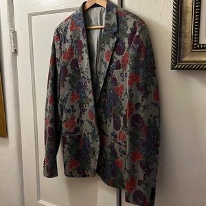 Zara Man Grey Floral Blazer